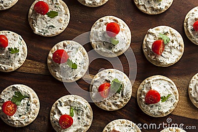 Cracker and Cheese Hors D'oeuvres Stock Photo