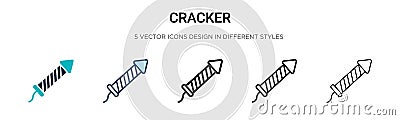 Cracker icon in filled, thin line, outline and stroke style. Vector illustration of two colored and black cracker vector icons Vector Illustration