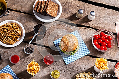 Crackers with bread and burgers. Stock Photo