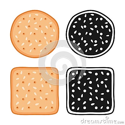 Crackers cookies with seeds Vector Illustration