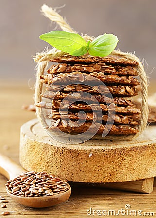 Crackers from flax seeds, gluten free Stock Photo