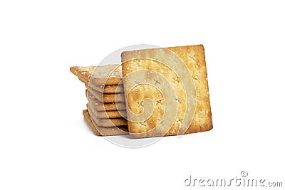 crackers sprinkled with sugar isolated on white background with clipping path. Stock Photo