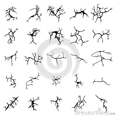 Cracks and clefs silhouettes set Vector Illustration