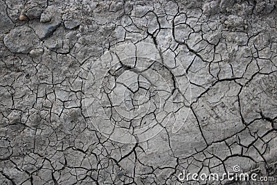 Cracks in the ground due to drought.The concept of global warming. A desolate landscape cracked by drought Stock Photo
