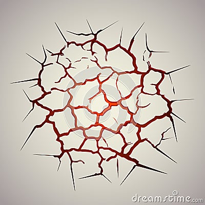 Cracks red epicenter Vector Illustration