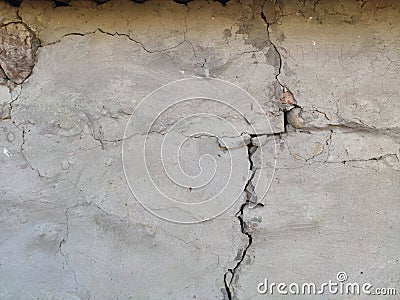Cracks on the wall of an old dwelling Stock Photo