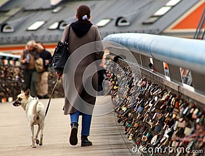 Bernatka Footbridge known as bridge of love with hundreds of love padlocks Editorial Stock Photo