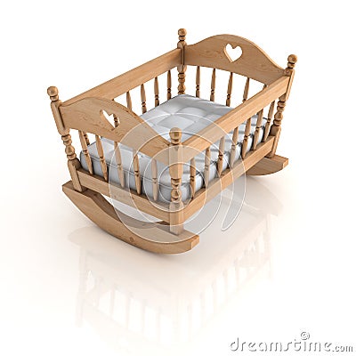 Cradle isolated on white background 3d renderig Cartoon Illustration