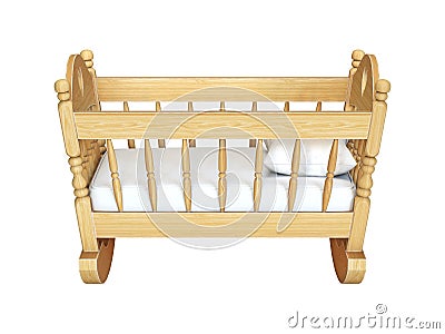 Cradle isolated on white background 3d rendering Cartoon Illustration