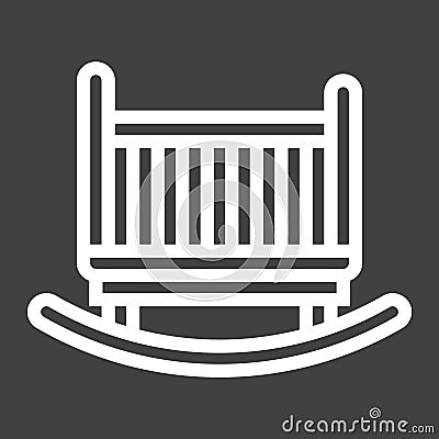 Cradle line icon, Furniture and interior Vector Illustration