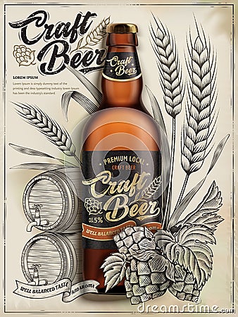 Craft beer ads Vector Illustration