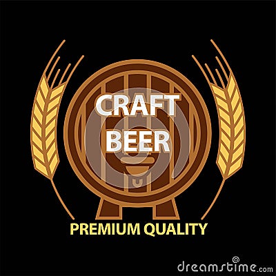 Craft beer on barrel Vector Illustration