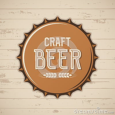 Craft beer bottle cap. Vector brewery logo, emblem, badge. Vector Illustration