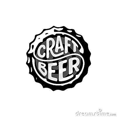 Craft beer circle lettering on the cap Vector Illustration