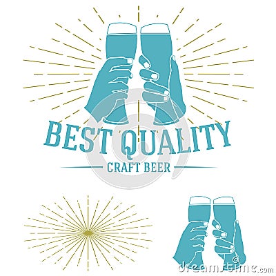 Craft Beer company retro badge Vector Illustration