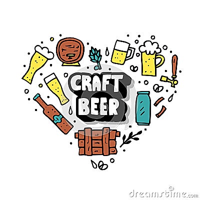 Craft beer elements set. Vector illustration. Vector Illustration