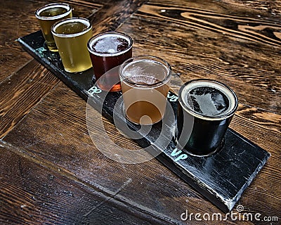 Craft Beer Flight Stock Photo