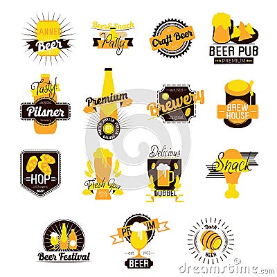 Craft Beer Hand Drawn Logos Vector Illustration