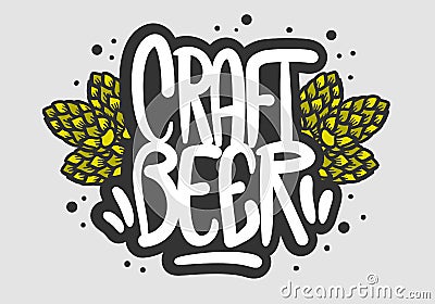 Craft Beer Hand Drawn Vector Design With Beer Hops Illustrations Vector Illustration