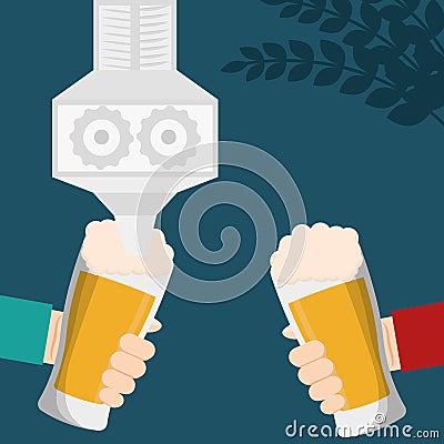 craft beer hands holds glasses celebration Cartoon Illustration