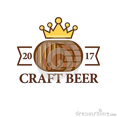 Craft beer logo with a barrel Vector Illustration