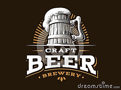 Craft beer logo- vector illustration, emblem brewery design Vector Illustration