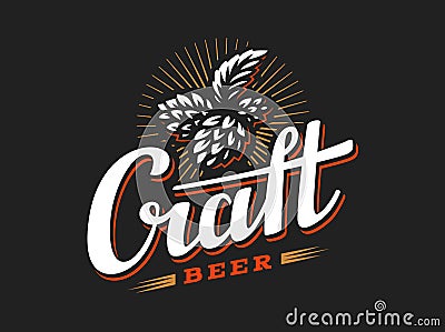 Craft beer logo- vector illustration hop, emblem design Vector Illustration