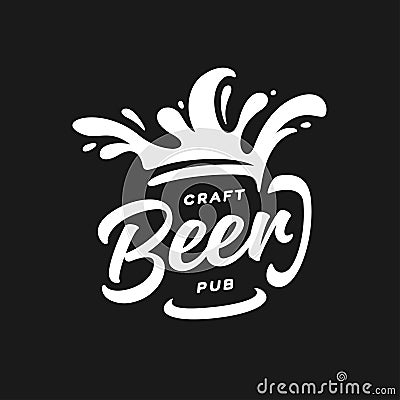 Craft beer pub typography. Vector vintage lettering illustration. Vector Illustration