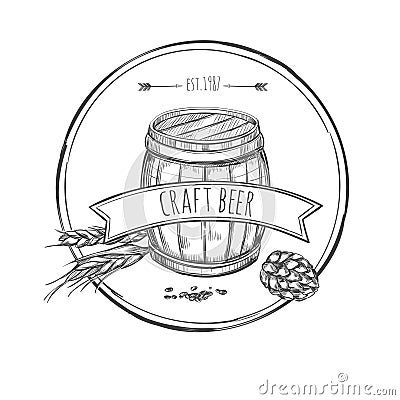 Craft Beer Sketch Concept Vector Illustration