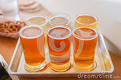 Craft Beer Tasting Flight Stock Photo