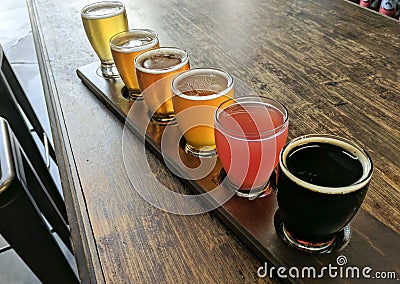 Craft Beer Tasting Flight Stock Photo