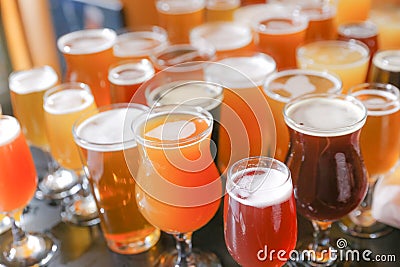Craft Beer Tasting Flight Sample Stock Photo