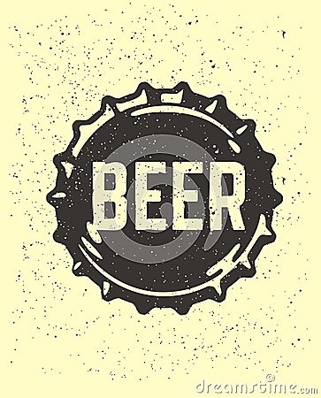 Craft beer text emblem on bottle cap. Vector Illustration