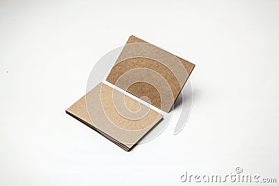 Craft business cards on a white background. Identity design, corporate templates, company style. Horizontal Stock Photo