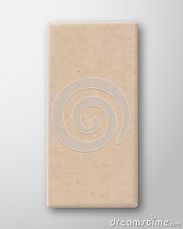 Craft Cardboard Chockolate Bar Box Container Template. Realistic Carton Texture Paper Packaging Mock Up with Soft Shadow Vector Illustration