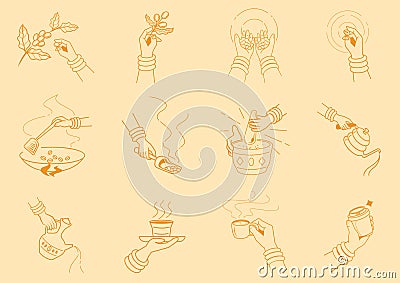 Craft coffee making with hand illustration Vector Illustration