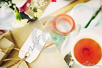 Craft Design Simplify Wrapping Gift Concept Stock Photo