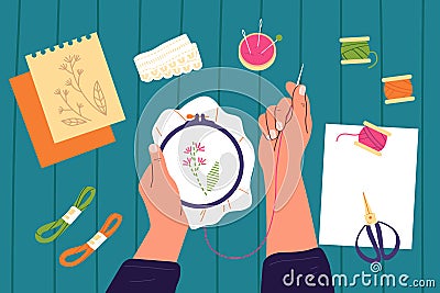 Craft Hobby Flat Background Vector Illustration