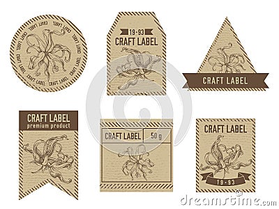 Craft labels with ylang-ylang Vector Illustration