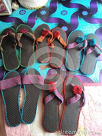 craft ladies shoes crotchets at the side Stock Photo