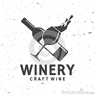 Craft wine. Winery company badge, sign or label. Vector illustration. Vector Illustration