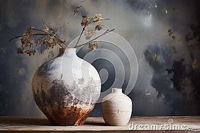 Crafted with beauty in mind, the ceramic vase stands as an artful creation Stock Photo