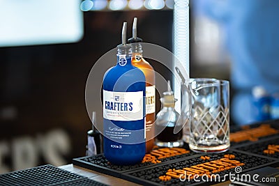 Crafter's London dry gin on Barometer international bar show Editorial Stock Photo