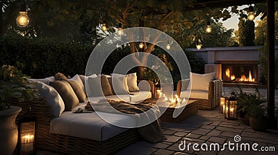 Crafting a Cozy Family Lounge with Warm Lighting and Plush Furniture. Generative AI Stock Photo