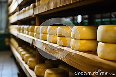 Crafting Quality: Parmesan Cheese on a Small Farm. Stock Photo