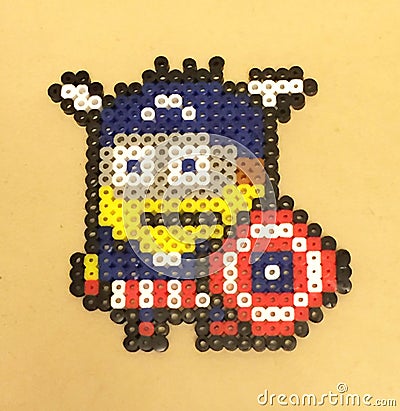 Crafts Beads Beading Arts Minions Mosaic Minion Captain America Despicable Me Cartoon Movie Character Collage Editorial Stock Photo