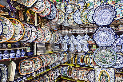 Crafts in typical Mexican market. Editorial Stock Photo