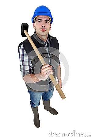 Craftsman holding a hammer Stock Photo