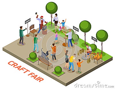 Craftsman Isometric Composition Vector Illustration