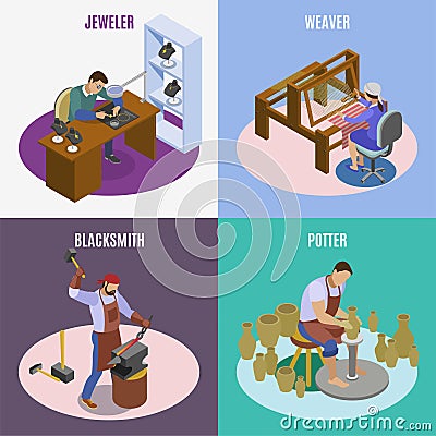 Craftsman Isometric Concept Vector Illustration